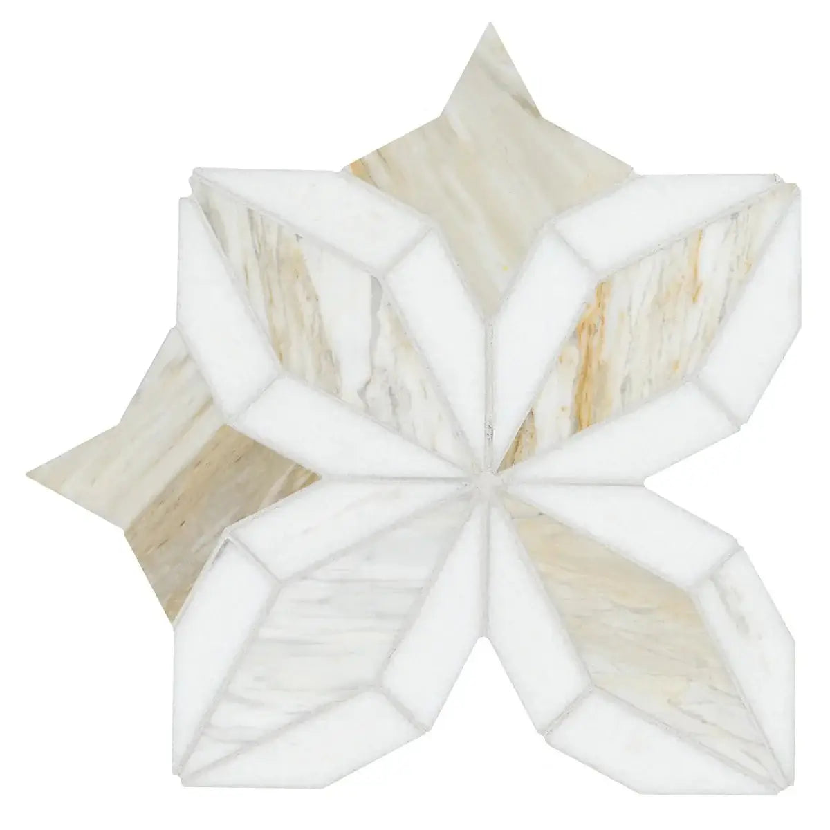 Athena Gold Estrella 10"x10" Polished Marble Mosaic Floor and Wall Tile
