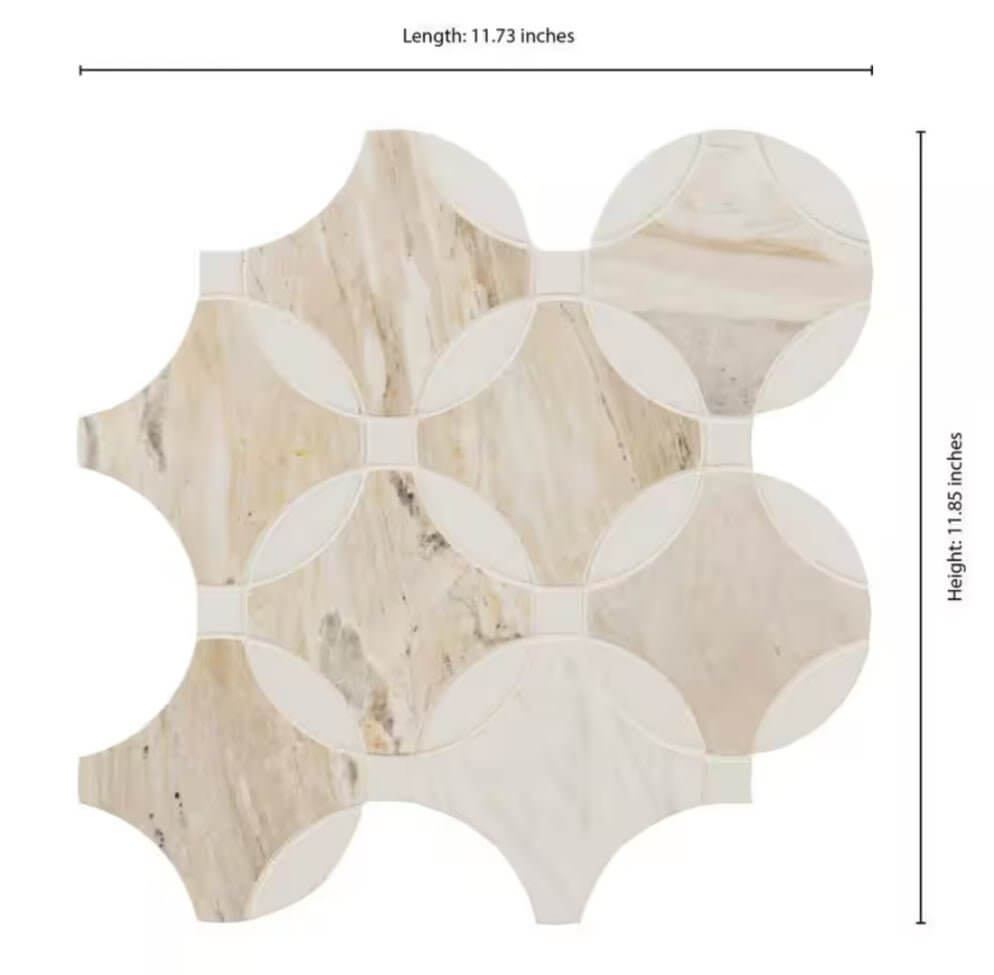 Athena Gold Lola 10”x10” Polished Mesh-Mounted Marble Mosaic Floor and Wall