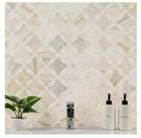 Athena Gold Lola 10”x10” Polished Mesh-Mounted Marble Mosaic Floor and Wall