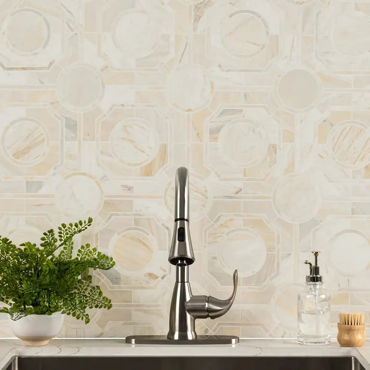 Athena Gold Regency 10" X 10" Polished Marble Mosaic Tile