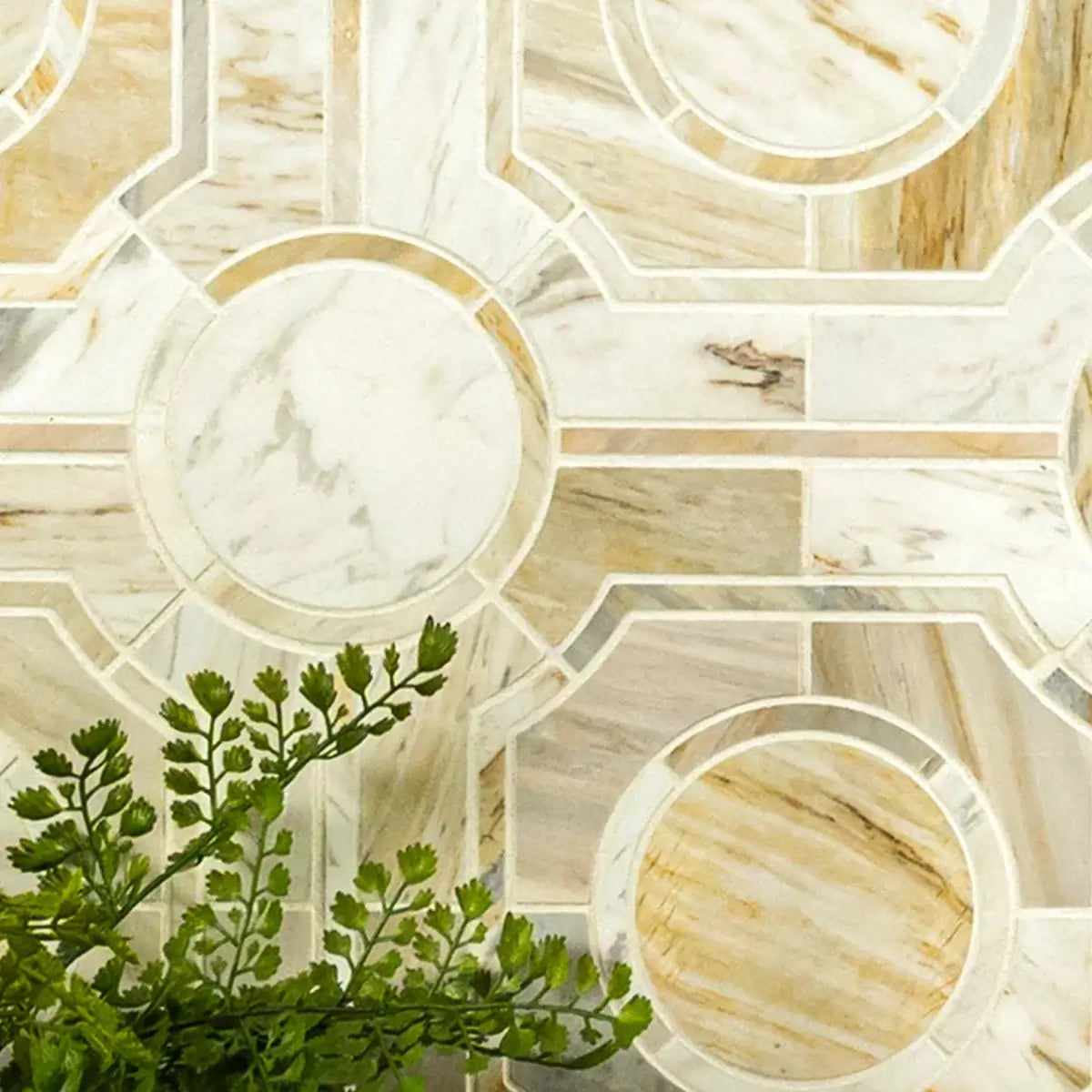 Athena Gold Regency 10" X 10" Polished Marble Mosaic Tile