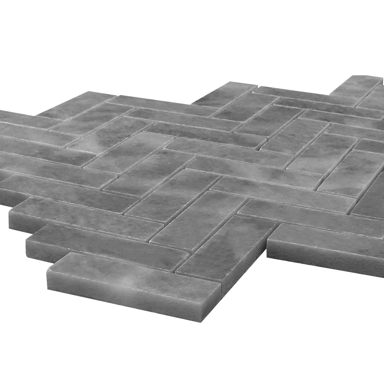 Bardiglio Gray Marble 1" x 3" Herringbone Mosaic Tile Polished