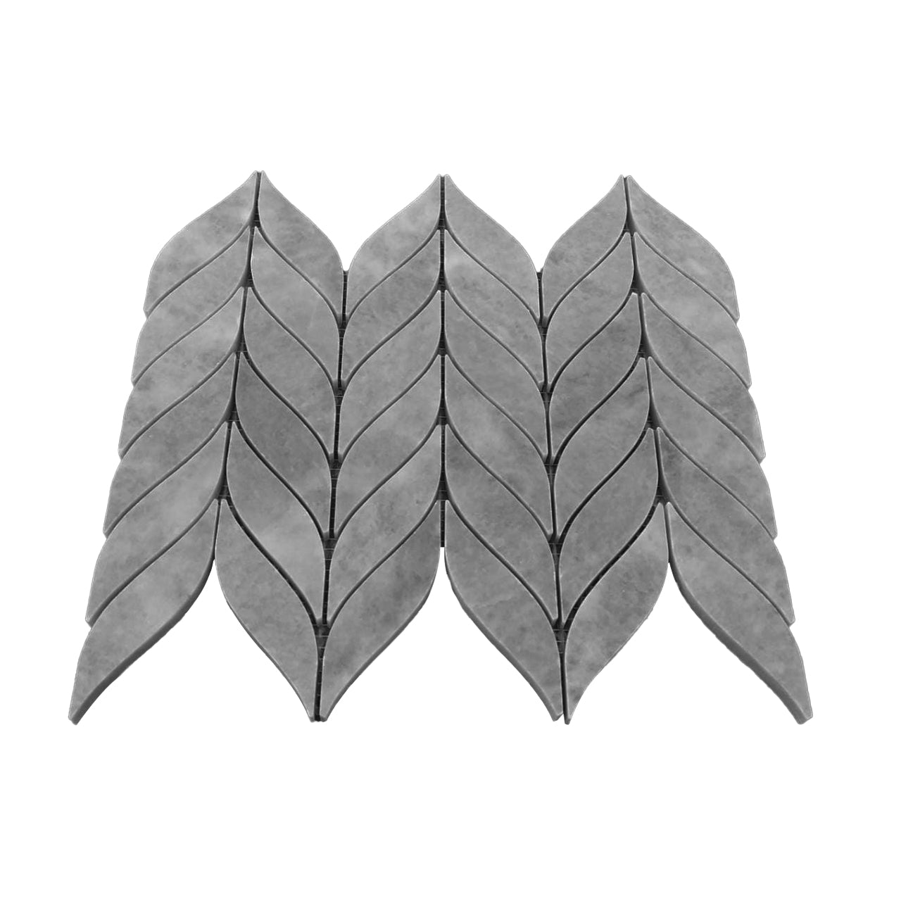 Bardiglio Gray Marble Leaf Shape Mosaic Tile Honed