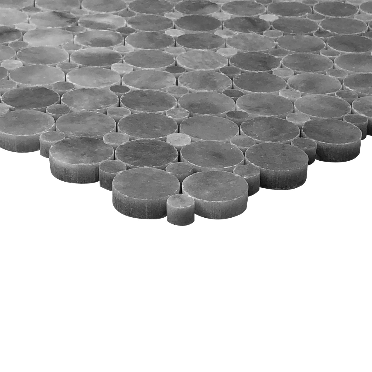 Bardiglio Gray Marble Penny Circles Mosaic Tile with Bardiglio Gray Circles Polished