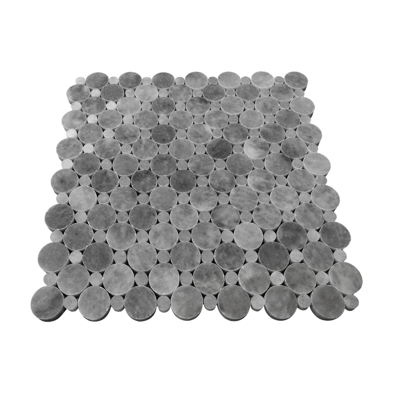 Bardiglio Gray Marble Penny Circles Mosaic Tile with Bardiglio Gray Circles Polished