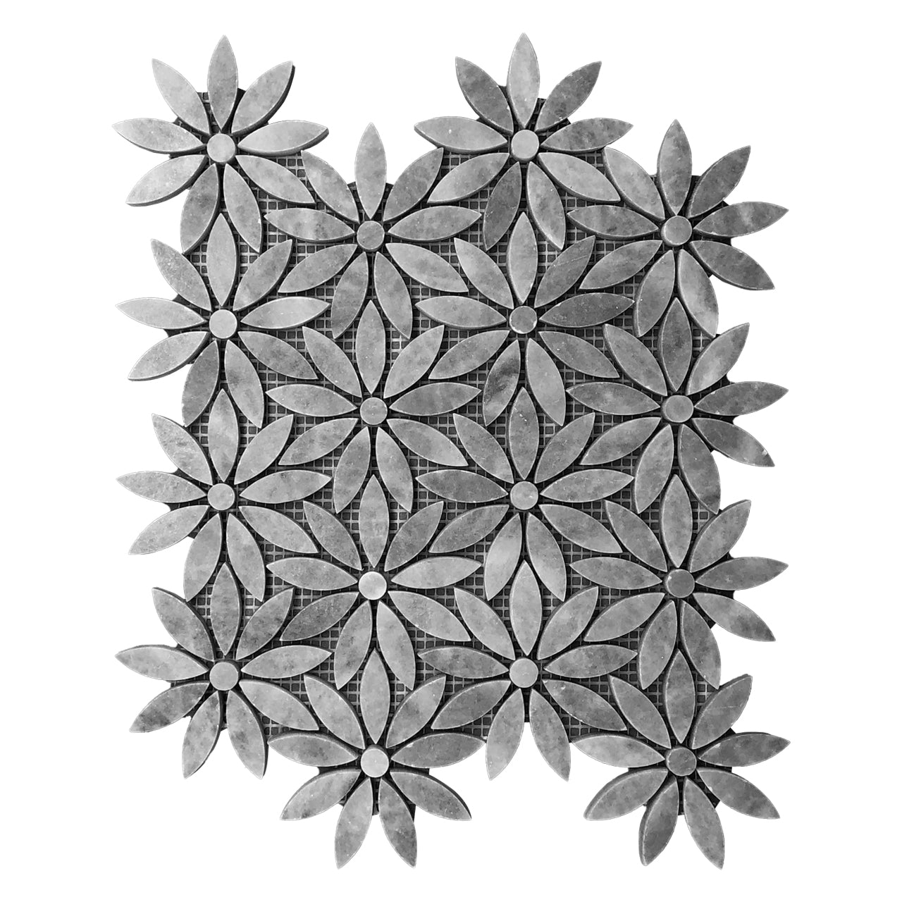Bardiglio Gray Marble With Bardiglio Gray Accent Daisy Flower Waterjet Mosaic Tile Polished