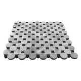 Bardiglio Gray Marble Penny Circles Mosaic Tile with Nero Marquina Black Circles Polished