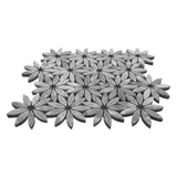 Bardiglio Gray Marble With Nero Marquina Black Accent Daisy Flower Waterjet Mosaic Tile Polished