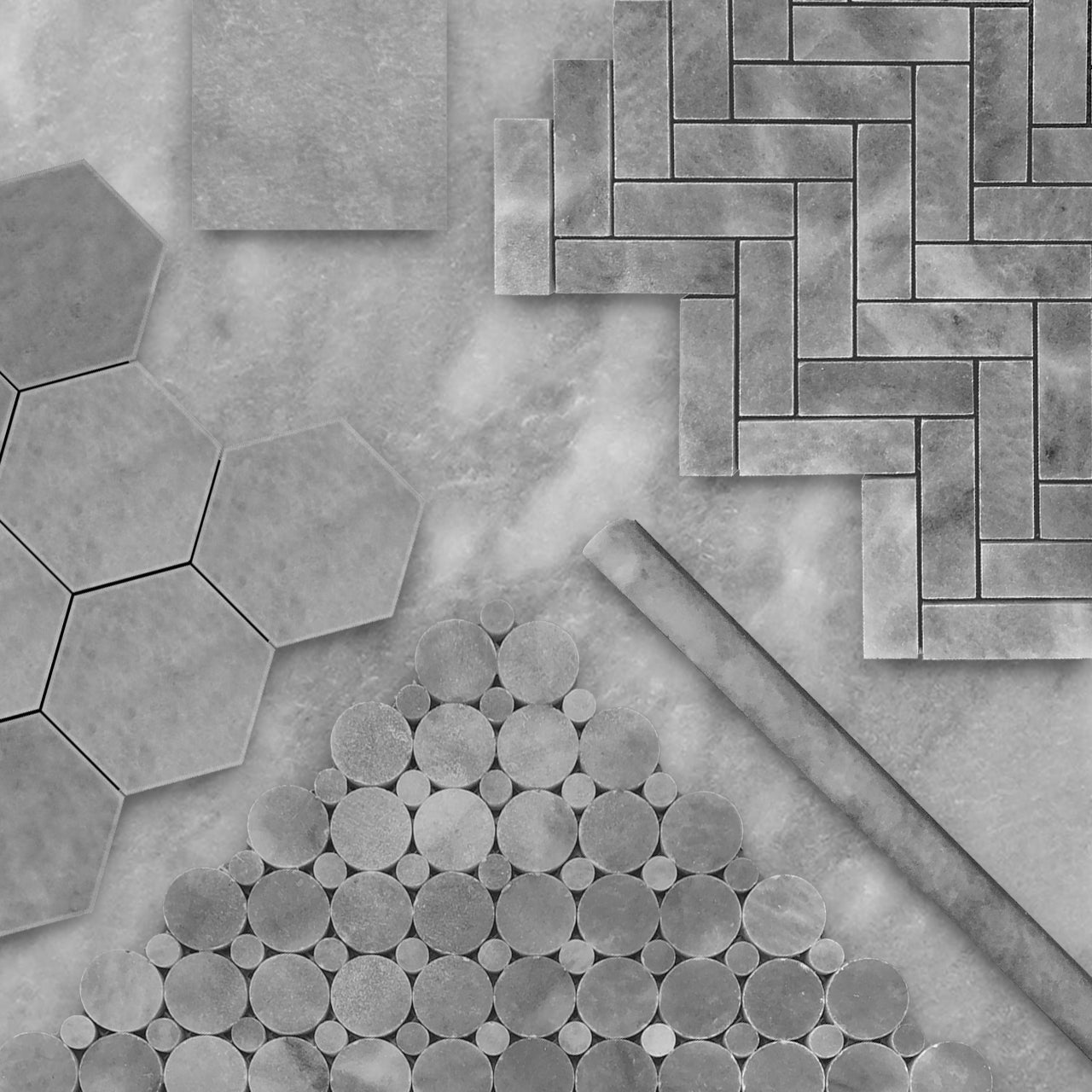 Bardiglio Gray Marble 4x4 Marble Tile Honed