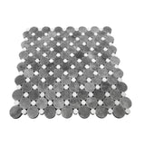 Bardiglio Gray Marble Penny Circles Mosaic Tile with Bianco Dolomite White Circles Honed