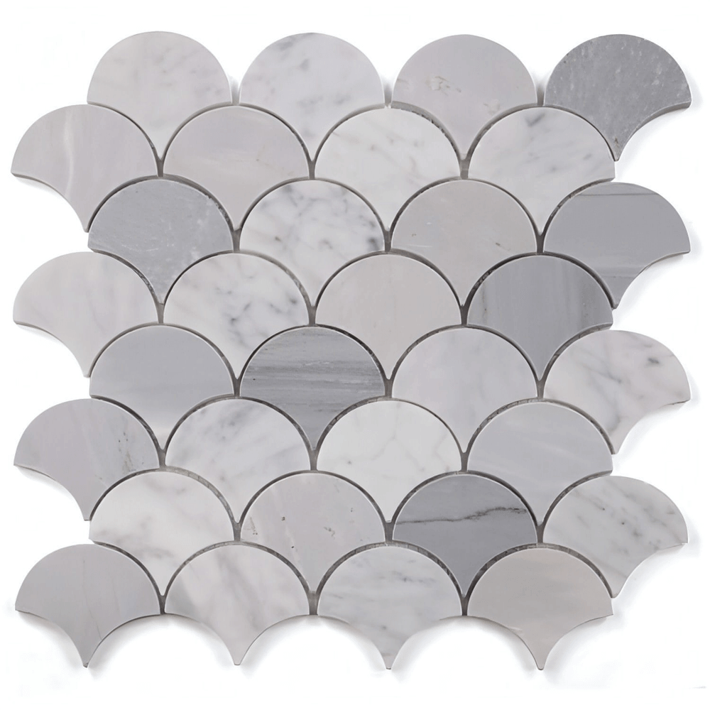 Bardiglio Italian Gray in Fan Shape 12 x 12