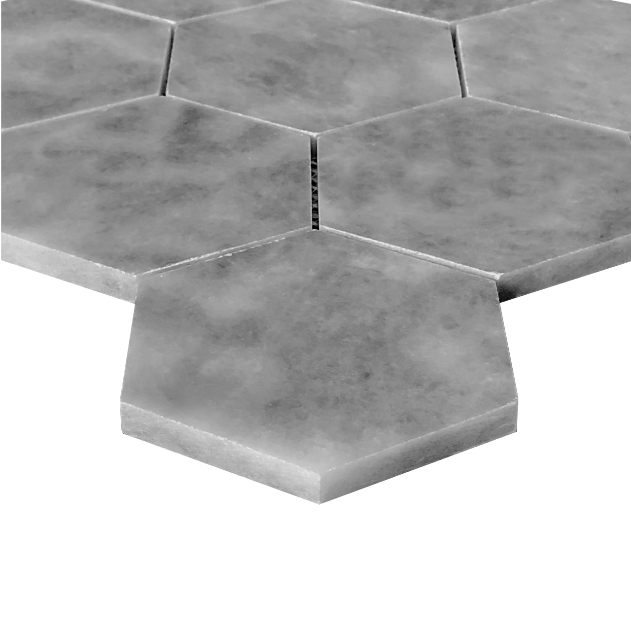 Bardiglio Gray Marble 3" Hexagon Mosaic Tile Honed