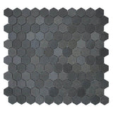 Basalt Gray Basalt Mosaic 1" Hexagon on Mesh 12x12