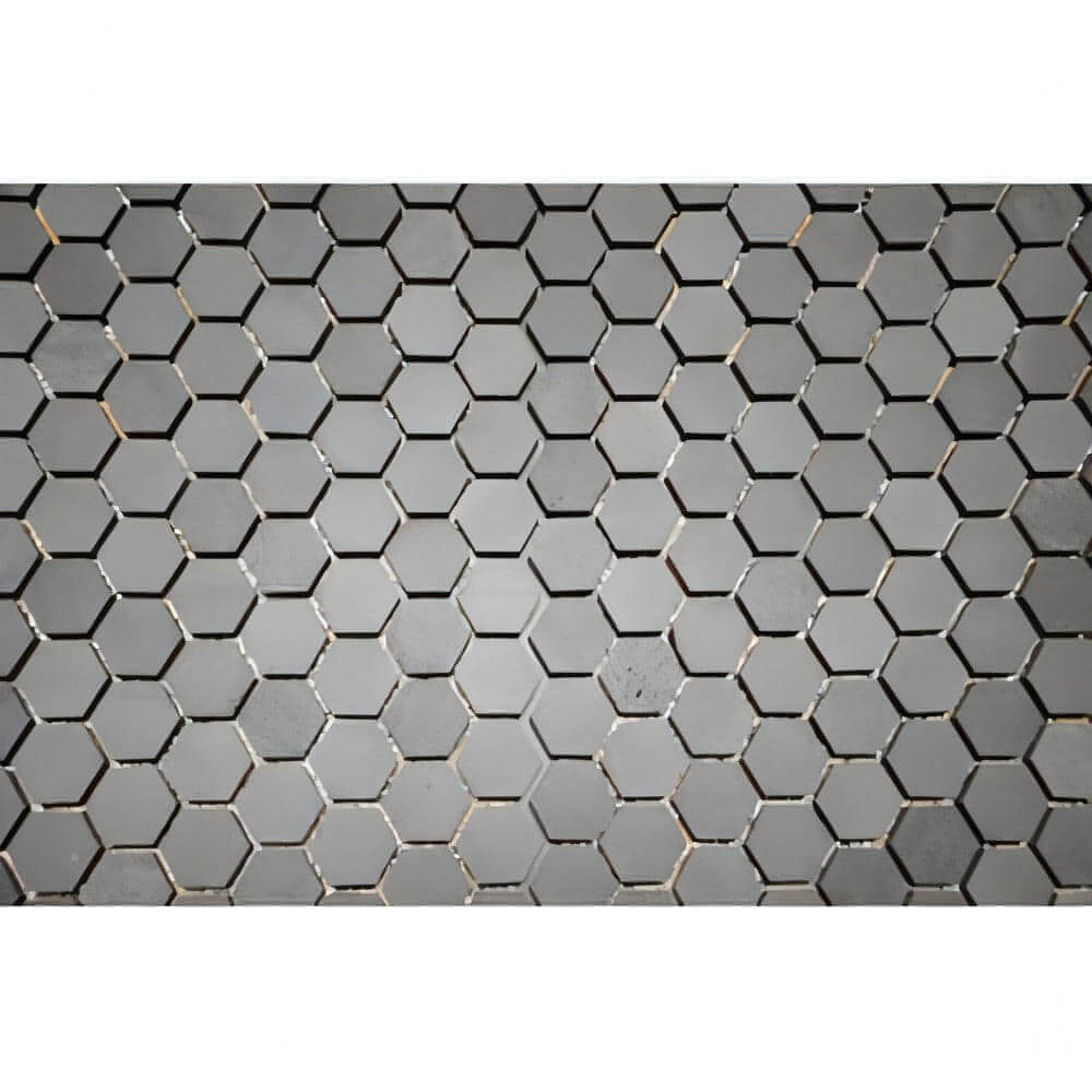 Basalt Gray Basalt Mosaic 1" Hexagon on Mesh 12x12