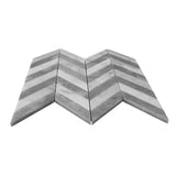 Carrara White Italian Marble with Bardiglio 1" x 4" Chevron Mosaic Tile Honed