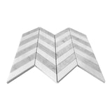 Carrara White Italian Marble with Dolomite 1" x 4" Chevron Mosaic Tile Honed