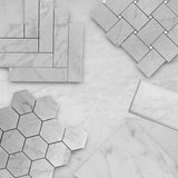 Carrara White Italian Marble 6" x 12" Wide Beveled Subway Tile Honed