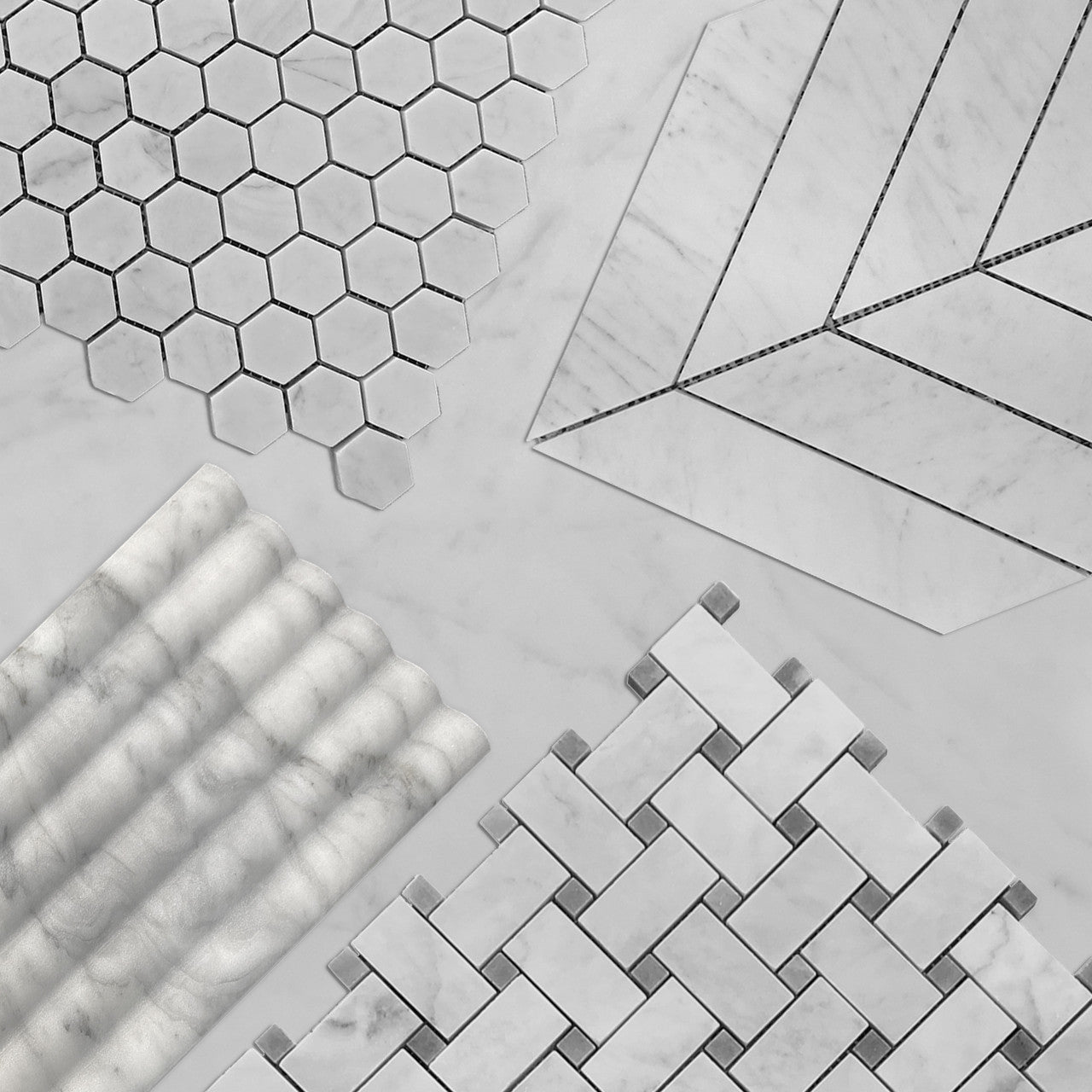 Carrara White Italian Marble 6x24 Flute 3D Dimensional Tile Honed