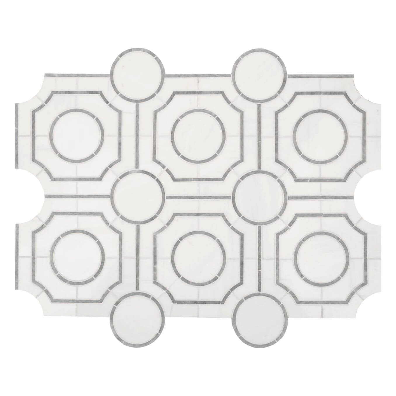 Bianco Dolomite 10"x10" Regency Polished Marble Mosaic Floor And Wall Tile