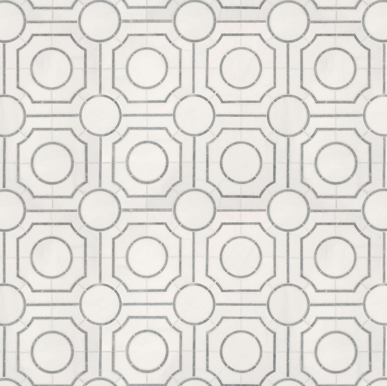 Bianco Dolomite 10"x10" Regency Polished Marble Mosaic Floor And Wall Tile