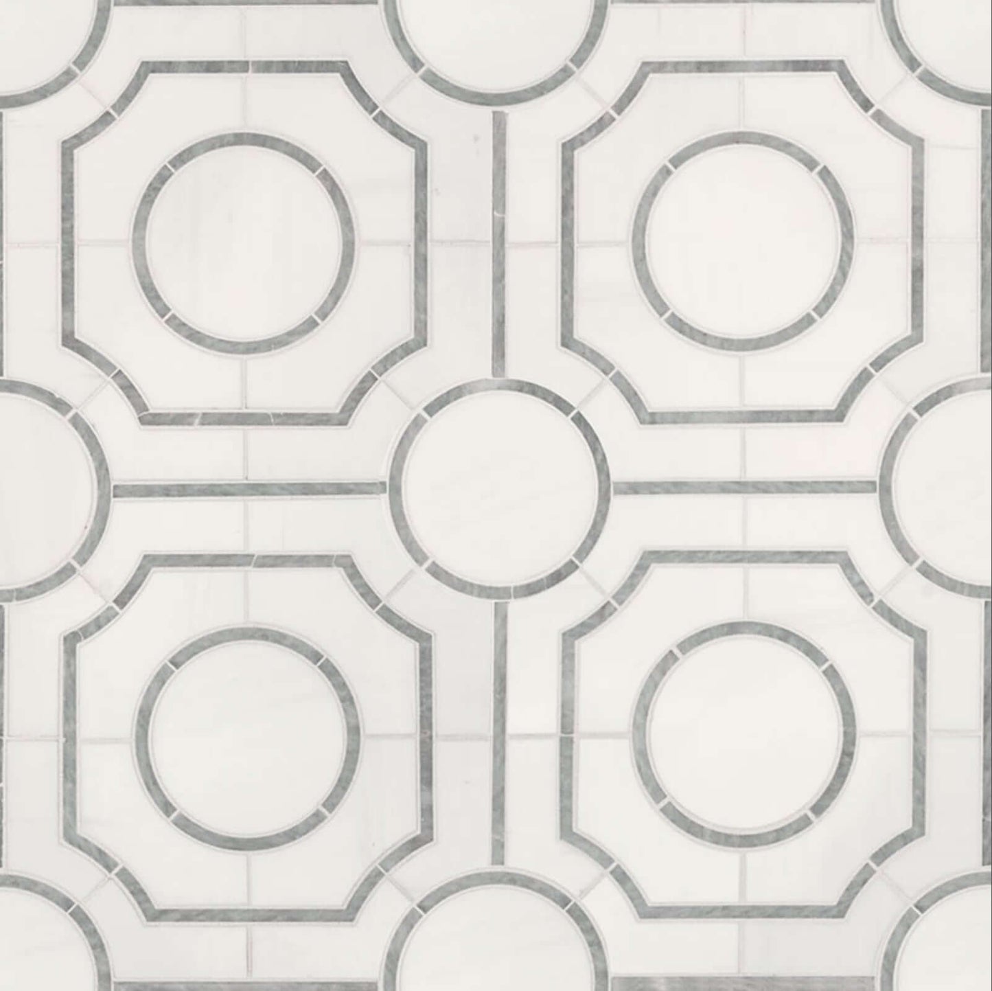 Bianco Dolomite 10"x10" Regency Polished Marble Mosaic Floor And Wall Tile
