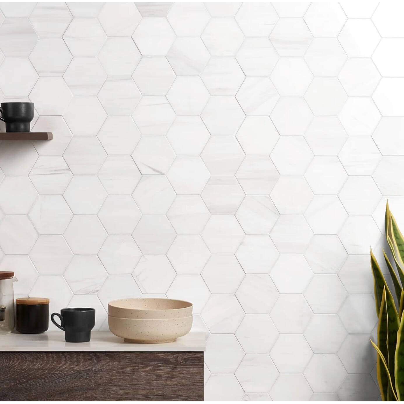 Bianco Dolomite 4" Hexagon Marble Mosaic