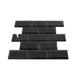 3x6 Nero Marquina Black Wide Beveled Marble Tile Polished