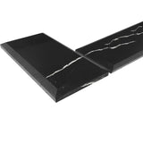 3x6 Nero Marquina Black Wide Beveled Marble Tile Honed