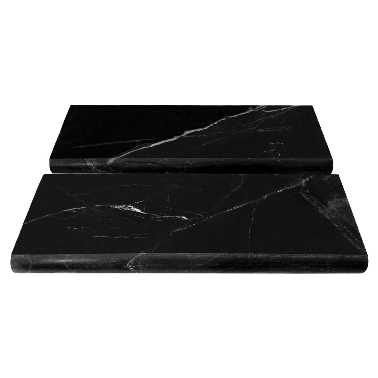 4x12 Nero Marquina Black Marble Bullnose Trim Tile Polished