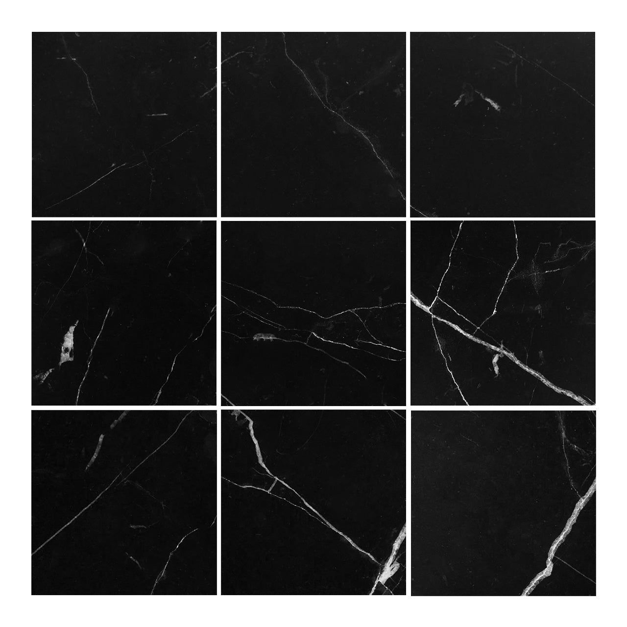 Nero Marquina Black 4x4 Marble Tile Honed