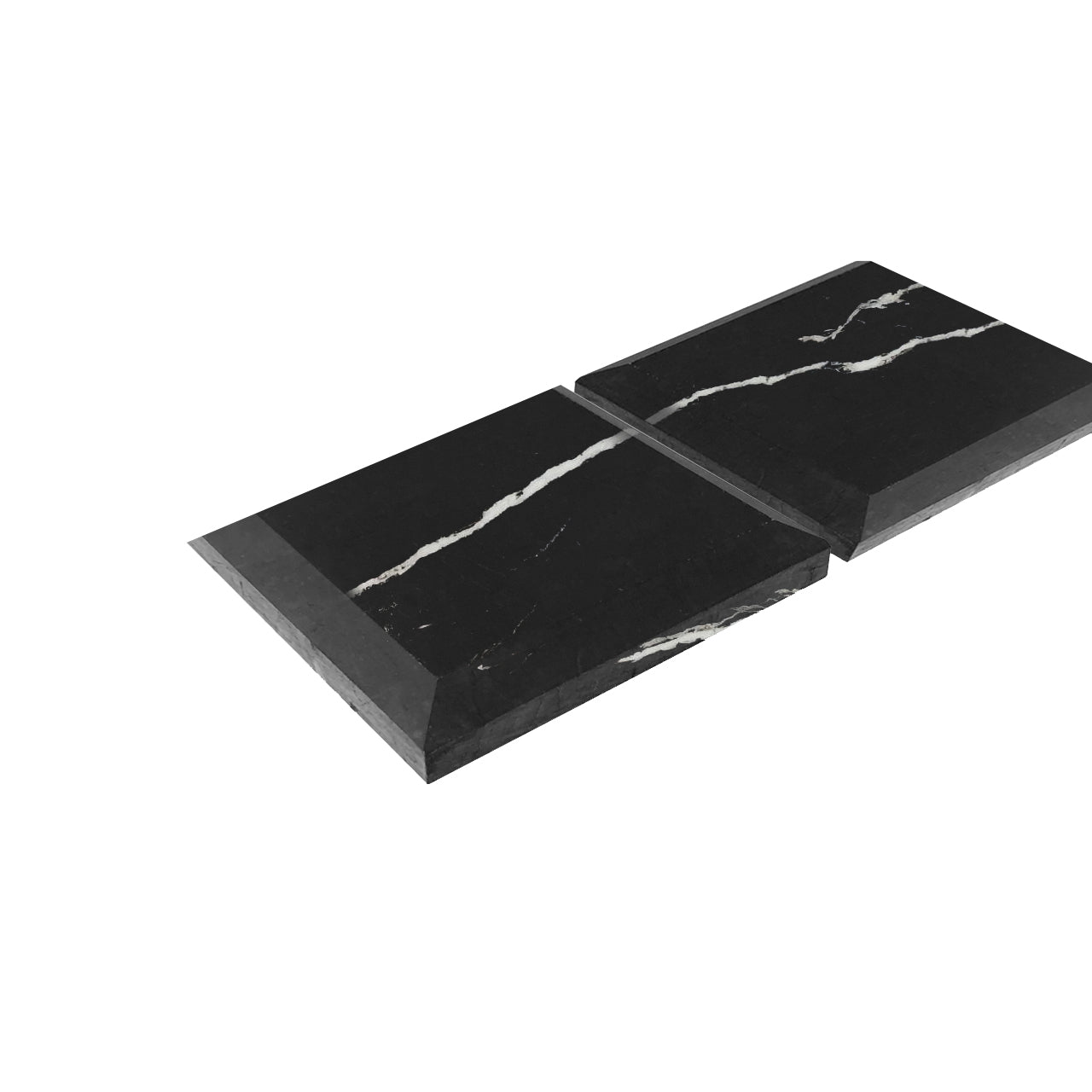 4x4 Nero Marquina Black Wide Beveled Marble Tile Honed