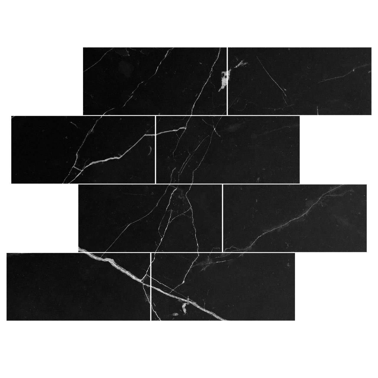 6x12 Nero Marquina Black Marble Marble Tile Honed