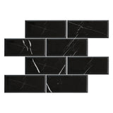 6x12 Nero Marquina Black Marble Wide Beveled Tile Honed