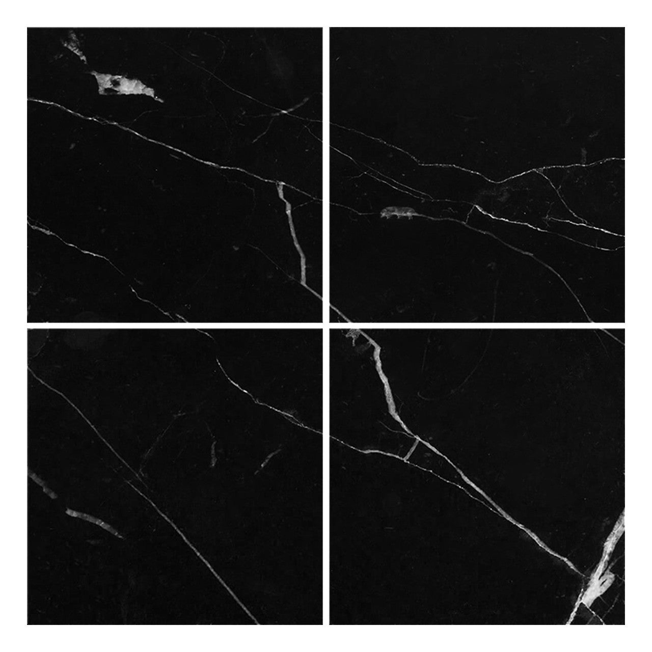 Nero Marquina Black Marble 6x6 Subway Tile Honed
