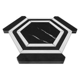 Nero Marquina Black Marble Georama Hexagon with Bianco Dolomite Strips Mosaic Tile Honed