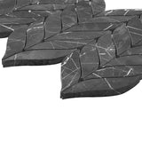 Nero Marquina Black Marble Leaf Shape Mosaic Tile Honed