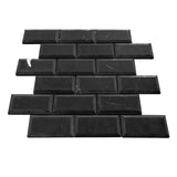 2" x 4" Nero Marquina Black Marble Wide Beveled Mosaic Tile Honed