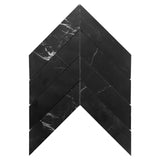 Nero Marquina Black Marble 2" x 8" Chevron Mosaic Tile Honed