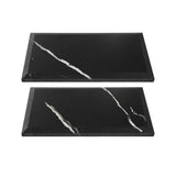 4" x 12" Nero Marquina Black Marble Wide Beveled Mosaic Tile Honed