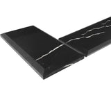 4" x 12" Nero Marquina Black Marble Wide Beveled Mosaic Tile Polished