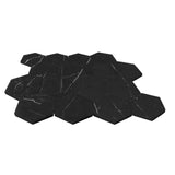 Nero Marquina Black Marble 3" Hexagon Mosaic Tile Polished