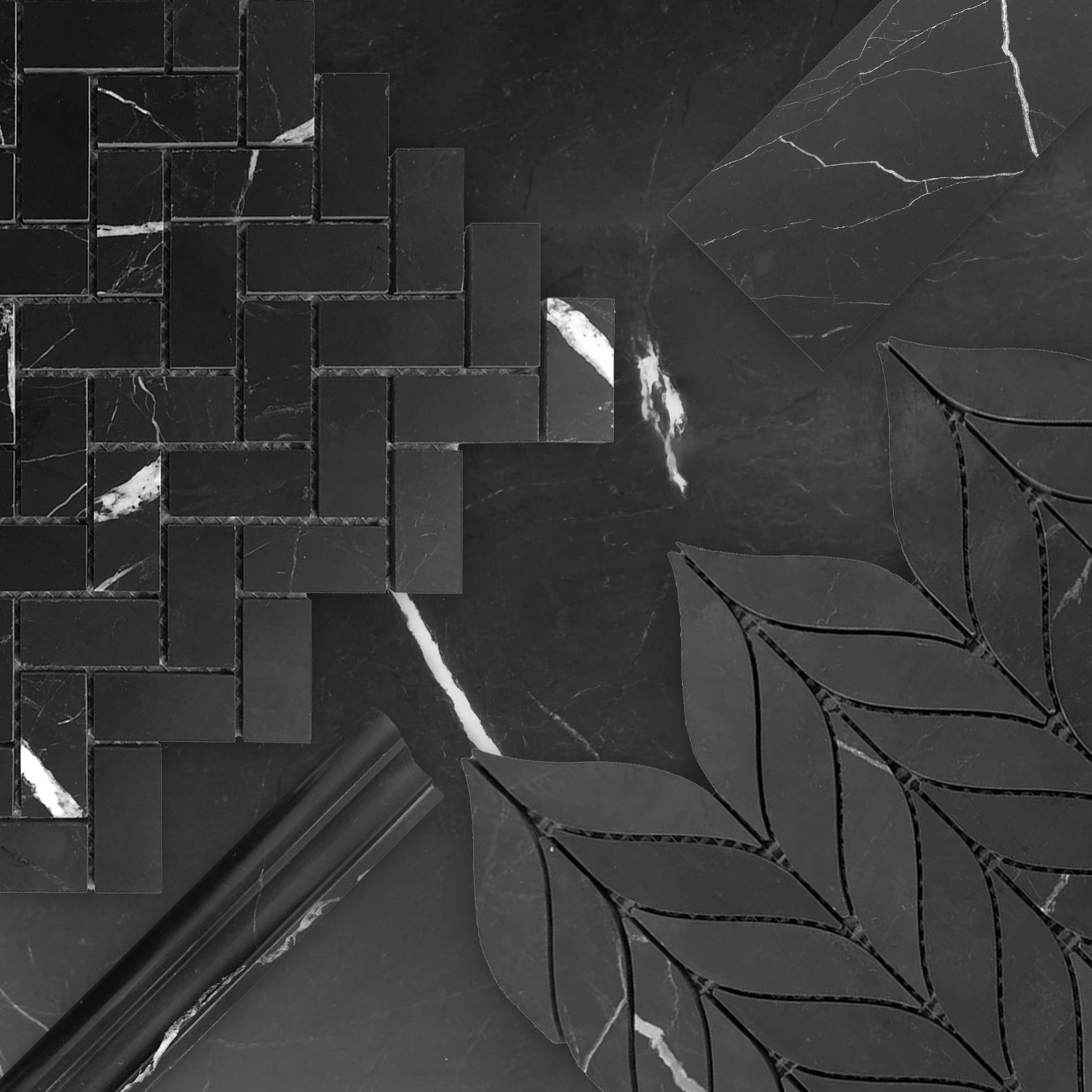 3x6 Nero Marquina Black Marble Tile Honed