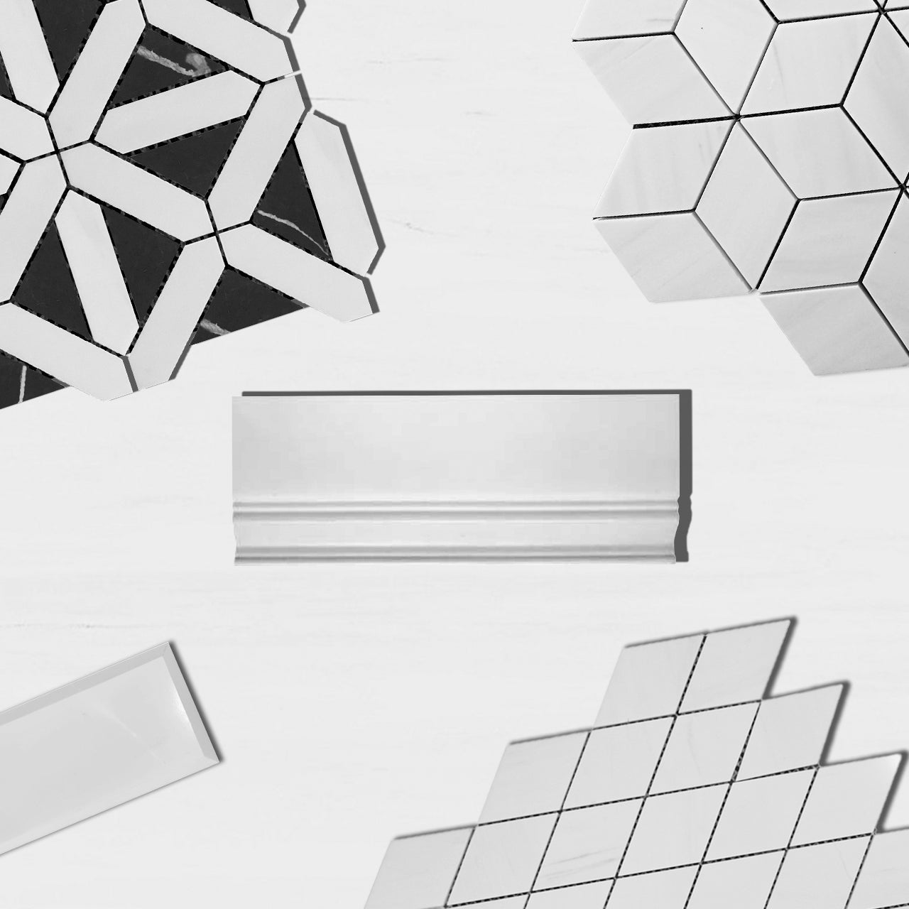 Bianco Dolomite Marble 1x3 Herringbone Mosaic Tile Honed