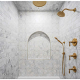 Blomma Honed Marble Mosaic Tile in Bianco
