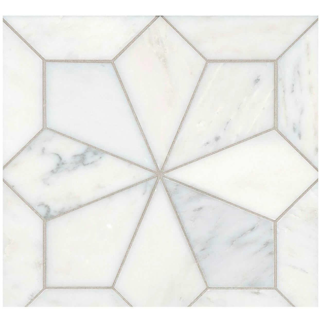 Blomma Honed Marble Mosaic Tile in Bianco