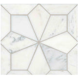 Blomma Honed Marble Mosaic Tile in Bianco