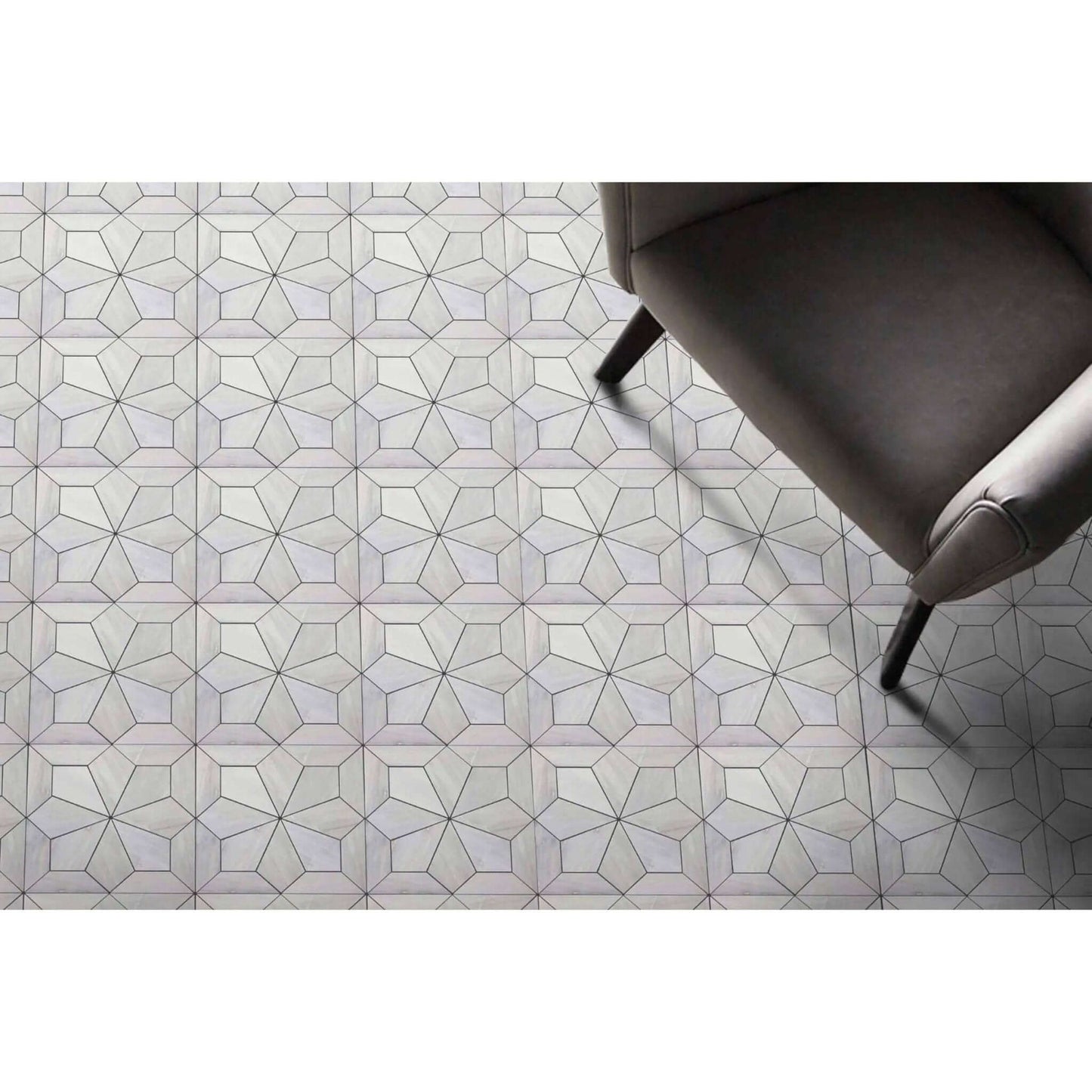 Blomma Honed Marble Mosaic Tile in Grigio