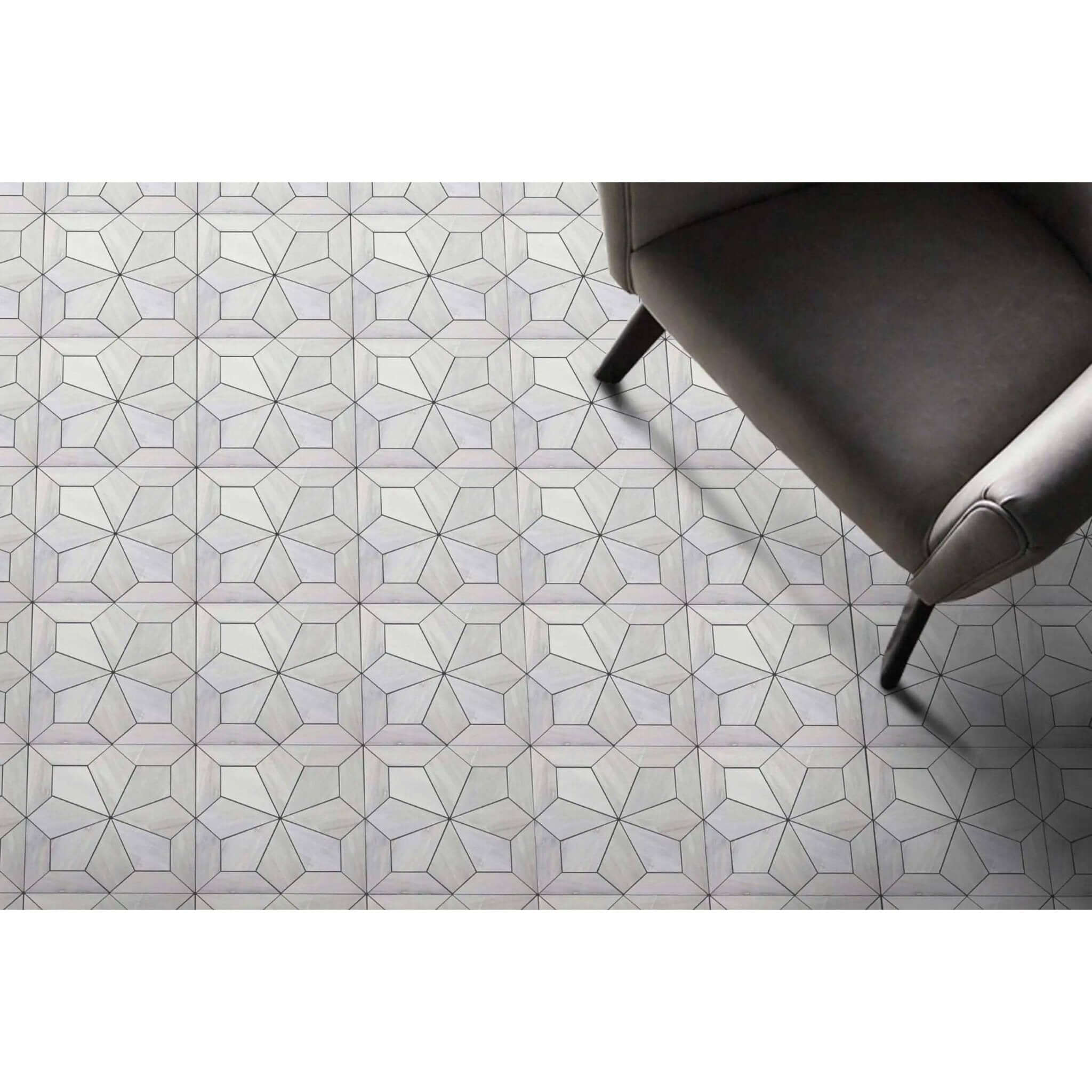 Blomma Honed Marble Mosaic Tile in Grigio