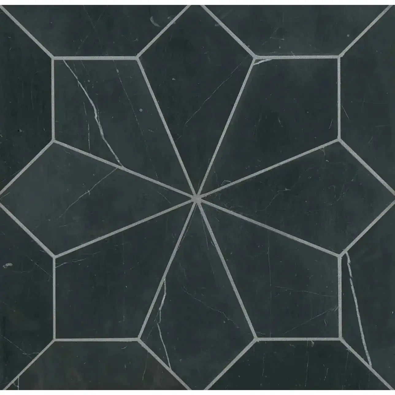 Blomma Honed Marble Mosaic Tile in Nero