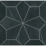 Blomma Honed Marble Mosaic Tile in Nero